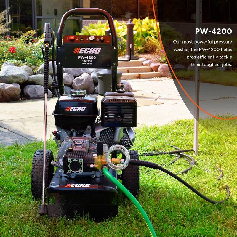 ECHO 4200 PSI 4.0 GPM Gas Cold Water Pressure Washer with Honda GX390 Engine and 50 Foot Hose with 4 Included Nozzle Tips - PW-4200
