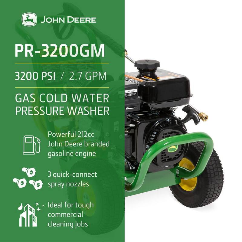 John Deere 3200 PSI 2.7 GPM Cold Water Gas Pressure Washer - PR-3200GM