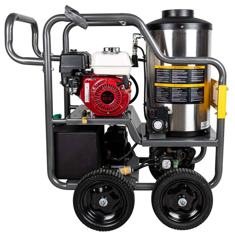 BE POWER EQUIPMENT 2700 PSI 2.8 GPM Hot Water Gas Pressure Washer Honda GX200 Engine and General Triplex Pump Powered Coated Roll Cage - HW2765HG