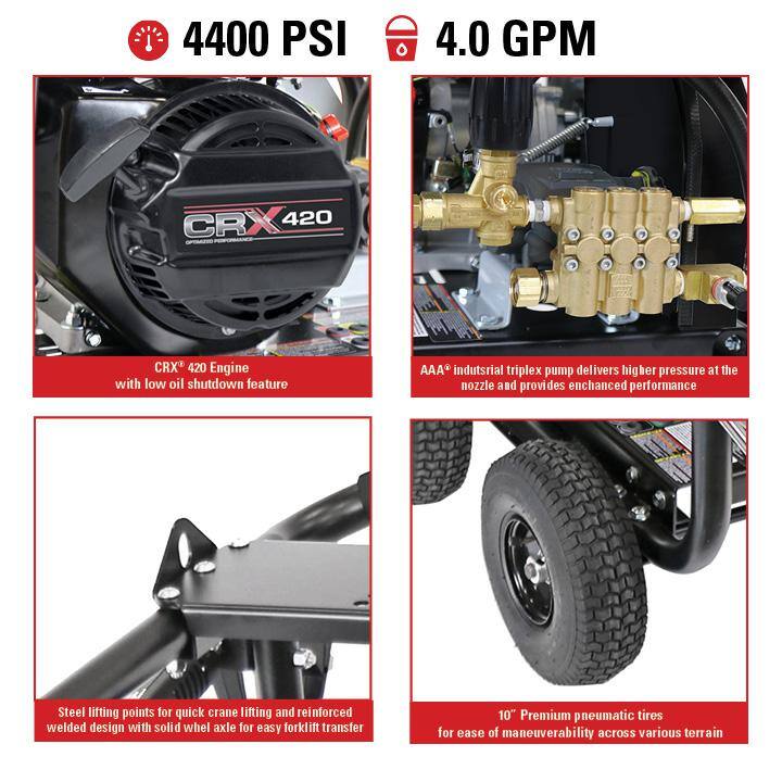 SIMPSON 4400 PSI 4.0 GPM SUPER PRO ROLL CAGE Cold Water Gas Pressure Washer w/ AAA Triplex Pump - SW4440SCBDM