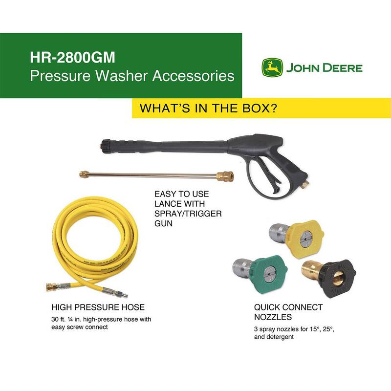 John Deere 2800 PSI 2.7 GPM Gas Cold Water Pressure Washer - HR-2800GM