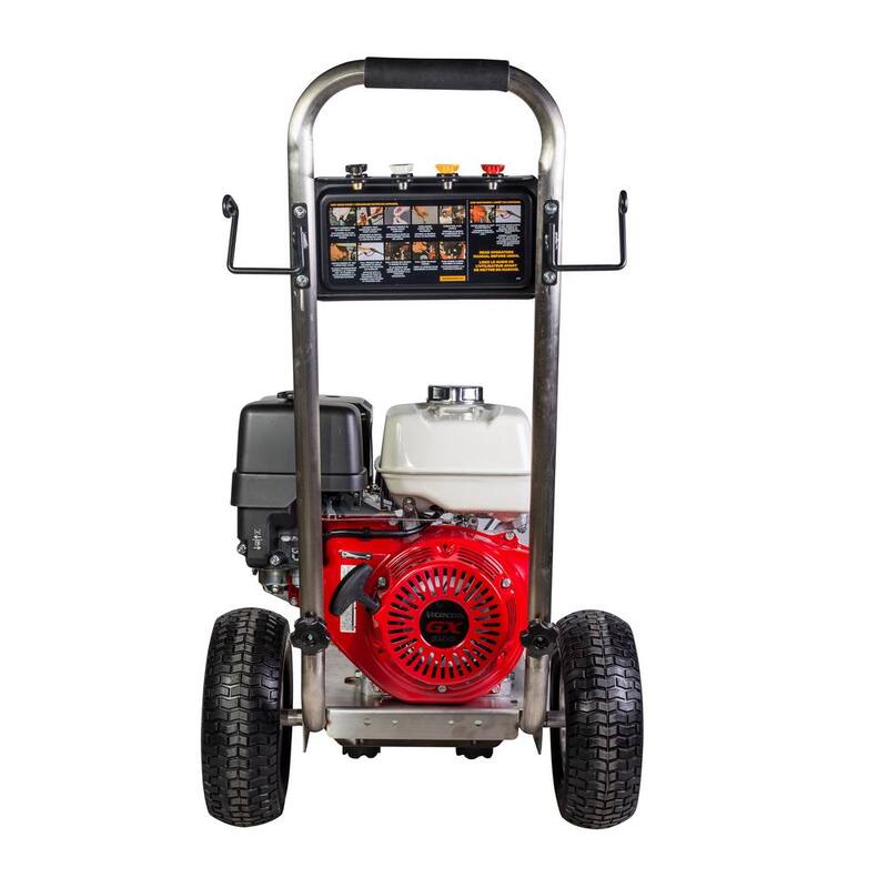 BE POWER EQUIPMENT 4000 PSI 4.0 GPM Cold Water Gas Pressure Washer Honda GX390 and Comet Triplex Pump on Stainless Steel Frame - PE-4013HWPSCOMZ