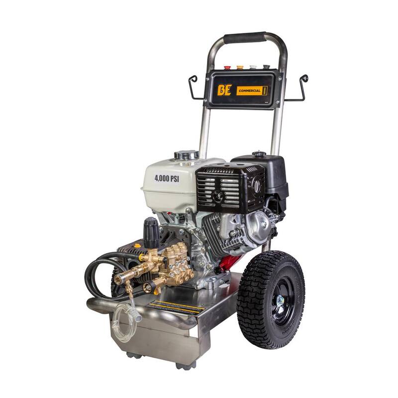BE POWER EQUIPMENT 4000 PSI 4.0 GPM Cold Water Gas Pressure Washer Honda GX390 and Comet Triplex Pump on Stainless Steel Frame - PE-4013HWPSCOMZ