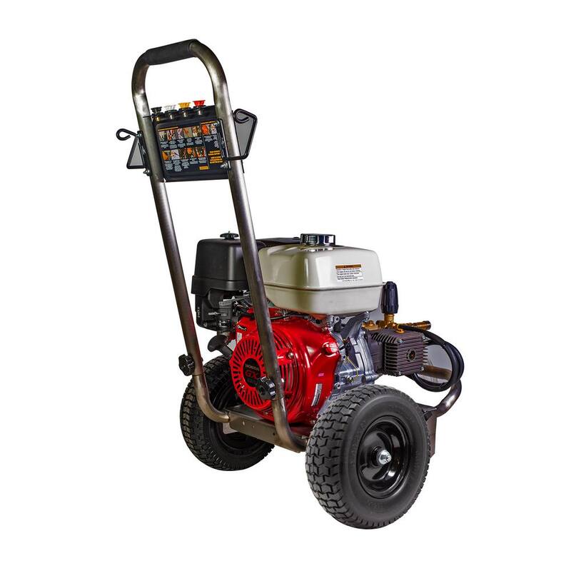 BE POWER EQUIPMENT 4000 PSI 4.0 GPM Cold Water Gas Pressure Washer Honda GX390 and Comet Triplex Pump on Stainless Steel Frame - PE-4013HWPSCOMZ