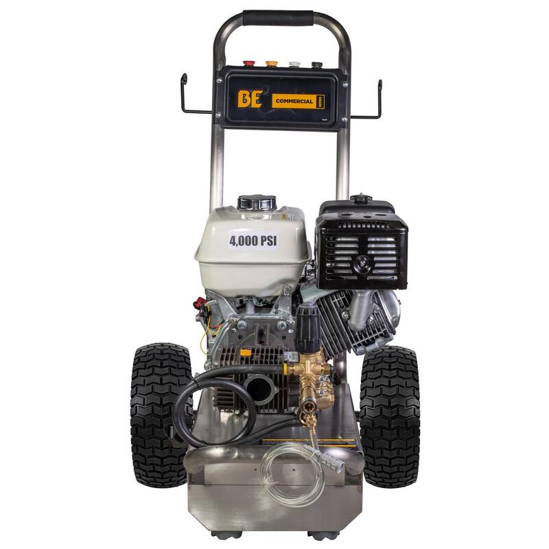 BE POWER EQUIPMENT 4000 PSI 4.0 GPM Cold Water Gas Pressure Washer Honda GX390 and Comet Triplex Pump on Stainless Steel Frame - PE-4013HWPSCOMZ
