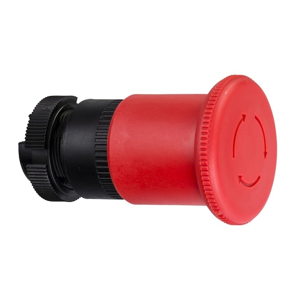Botón de paro de emergencia Schneider Electric, Harmony XAC, botón rojo en forma de champiñón de 40mm, giratorio de traba para liberar, sin marcar - ZA2BS844