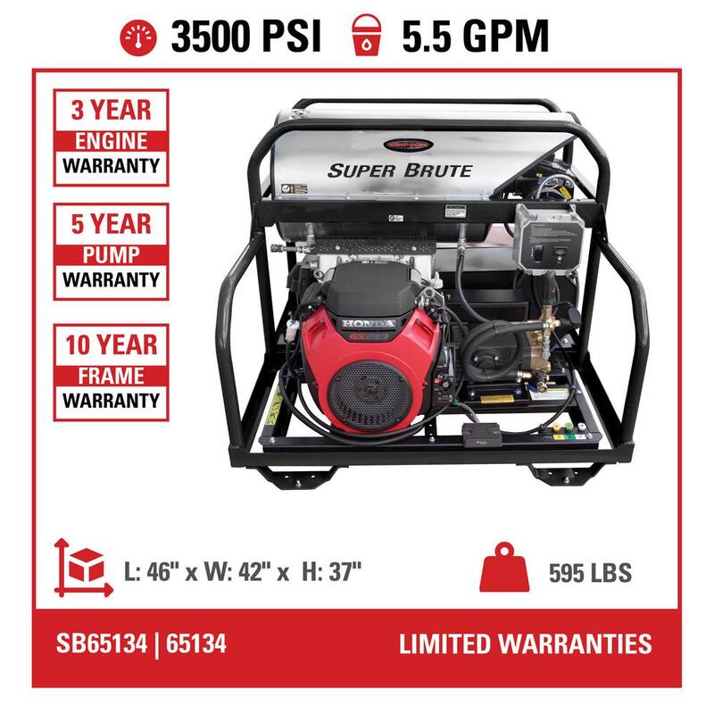 SIMPSON 3500 PSI 5.5 GPM Hot Water Gas Pressure Washer with Honda Engine - SB65134