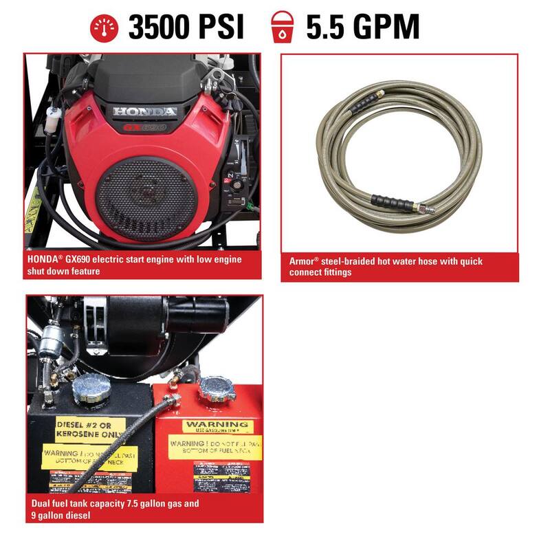 SIMPSON 3500 PSI 5.5 GPM Hot Water Gas Pressure Washer with Honda Engine - SB65134