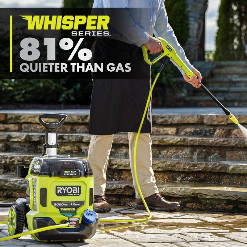 RYOBI 40V HP Brushless Whisper Series 2000 PSI 1.2 GPM Cold Water Electric Pressure Washer (Tool Only) - RY40306BTLVNM