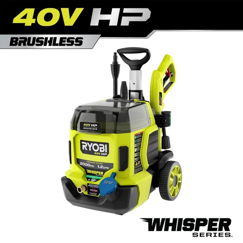RYOBI 40V HP Brushless Whisper Series 2000 PSI 1.2 GPM Cold Water Electric Pressure Washer (Tool Only) - RY40306BTLVNM