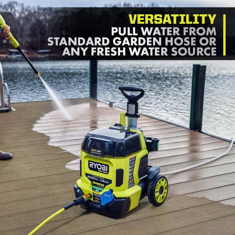 RYOBI 40V HP Brushless Whisper Series 2000 PSI 1.2 GPM Cold Water Electric Pressure Washer (Tool Only) - RY40306BTLVNM