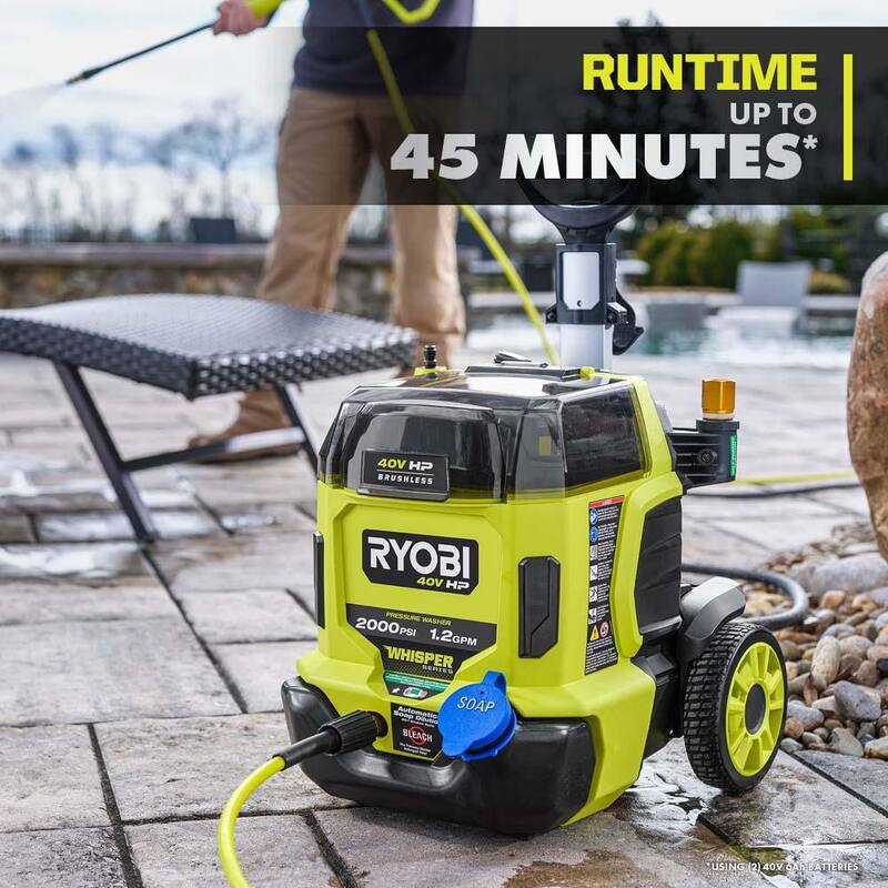 RYOBI 40V HP Brushless Whisper Series 2000 PSI 1.2 GPM Cold Water Electric Pressure Washer (Tool Only) - RY40306BTLVNM