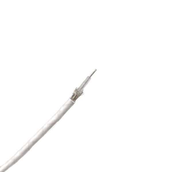Remington Industries RG-188A/U Coaxial Cable, Single-Shielded, 0.100" Diameter Coax with White PTFE Jacket, 4 ft Length - RG-188-4