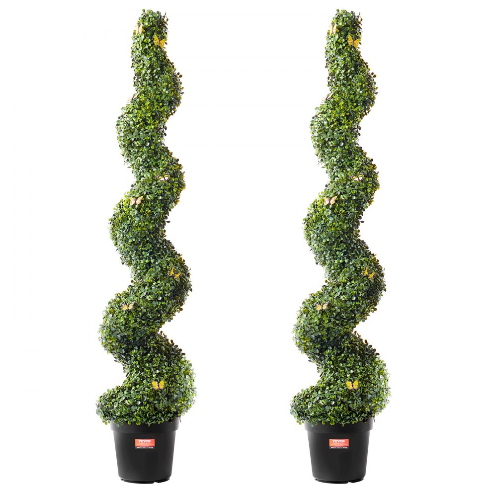 VEVOR 2 Pack 5' Artificial Boxwood Topiary Tree Faux Plant UV Decor In/Outdoor - HYMRGXJS60YCC0X1LV0