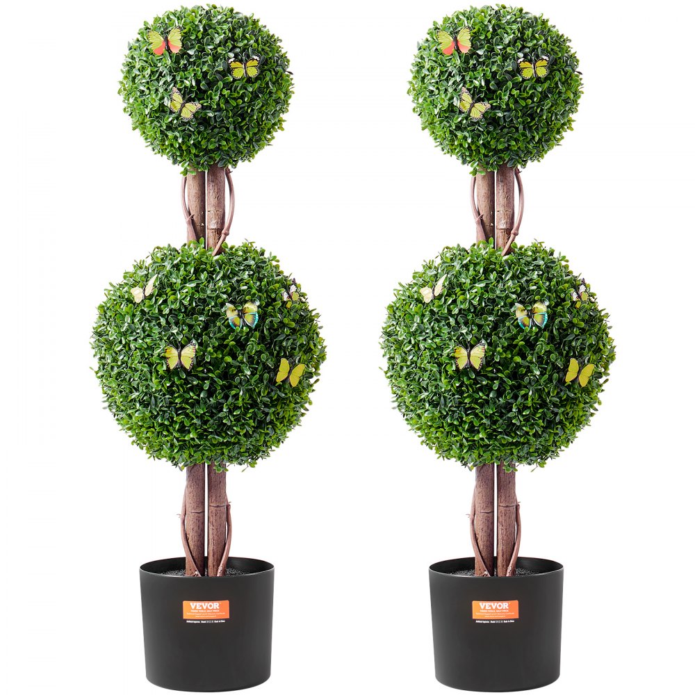 VEVOR 2 Pack 3' Artificial Boxwood Topiary Tree Faux Plant UV Decor In/Outdoor - HYMRGXJS48YCKHMZUV0