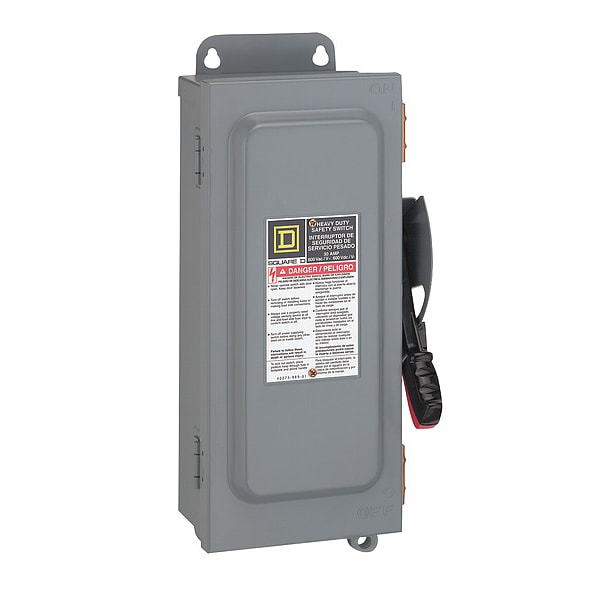 Interruptor de seguridad Square D sin fusible, servicio pesado, 600V CA, 3PDT, 100 A, NEMA 12 - DTU363AWK