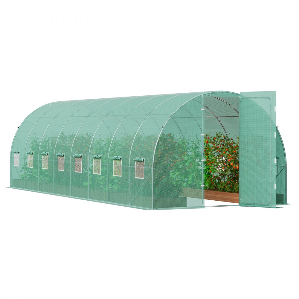 VEVOR Walk-in Tunnel Greenhouse 27.38x9.5x7.38ft Galvanized Frame PE Cover Green - SDXWS28X10X7PC4TOV0