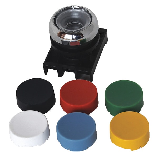 Botón de pulsación Eaton, Negro, Verde, Rojo, Blanco, Amarillo, 22mm - M22-DR-X-SWRGYB