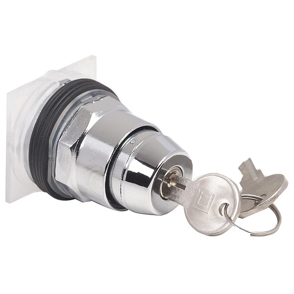 Interruptor selector con llave Schneider Electric, negro, 2 posiciones, 30 mm - 9001KS11K1E11.