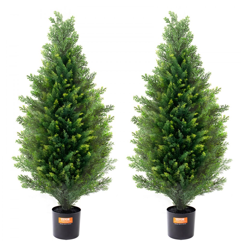 VEVOR 2 Pack 3' Artificial Cedar Topiary Tree Faux Plant UV Decor In/Outdoor - XSRGXJS36YCAQ7I5UV0