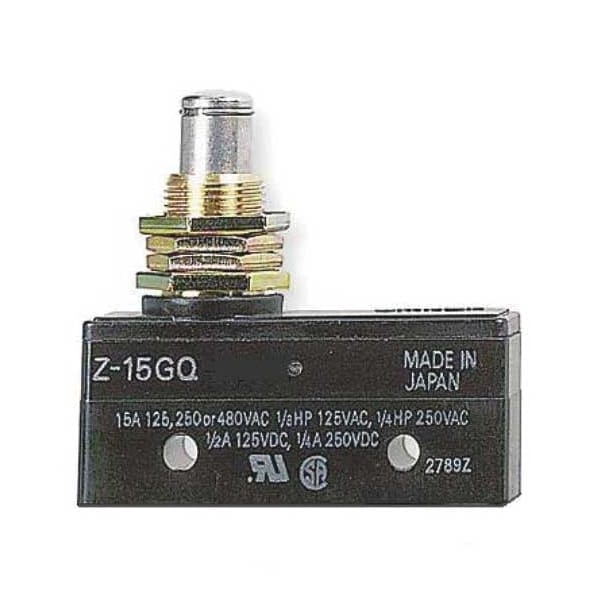 Omron Interruptor de acción rápida industrial, montaje en panel, actuador de pistón, SPDT, capacidad de contacto de 15A @ 480V AC - Z-15GQ