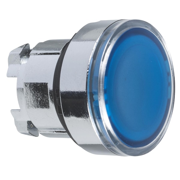 Botón pulsador iluminado para cabeza Schneider Electric, Harmony XB4, metal, azul empotrado, 22mm, LED universal, para inserción de leyenda - ZB4BA68.