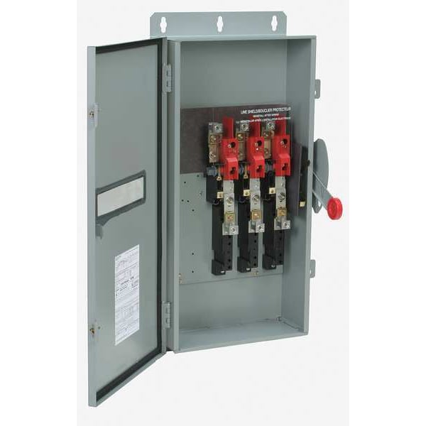 Interruptor de seguridad sin fusibles Eaton, servicio pesado, 600V CA/250V CC, 3 polos, 200 A, NEMA 3R - DH364URK