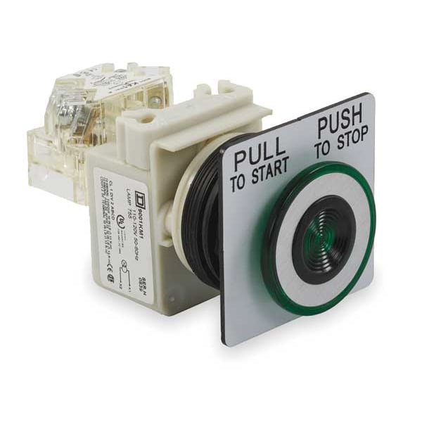 Botón de presión iluminado Schneider Electric, 30 mm, 1NA/1NC, Verde - 9001SKR9P1GH13