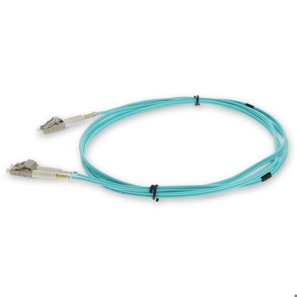 Cable de fibra óptica dúplex OM3 Aqua de 1 metro LC macho a LC macho, clasificado para interiores y exteriores OFNR