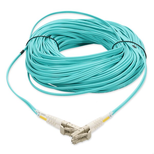 Cable de parche de fibra óptica dúplex recto Aqua OM4 LC macho a LC macho de 250FT