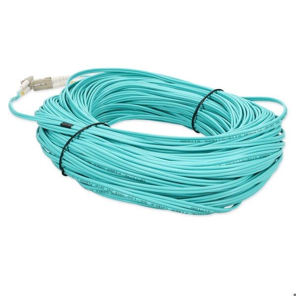Cable de parche de fibra óptica dúplex recto Aqua OM4 LC macho a LC macho de 250FT