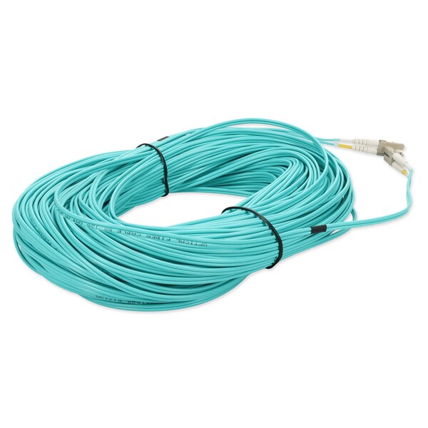 Cable de parche de fibra óptica dúplex recto Aqua OM4 LC macho a LC macho de 250FT