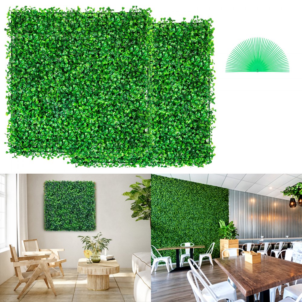 VEVOR 12PCS 10x10 inch Artificial Boxwood Panels, Boxwood Hedge Wall Mat,Artificial Grass Backdrop Wall, Privacy Hedge Screen UV Protected for Outdoor Indoor Garden Fence Backyard - PJSRZZWQ12PCFZ3DLV0