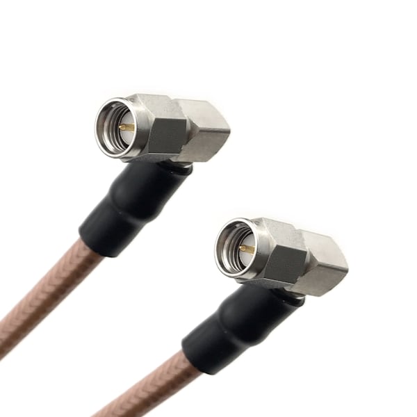 Cable de ensamblaje de coaxial Remington Industries RG-400 con conectores SMA (macho RA) a SMA (macho RA), impedancia de 50 ohmios, longitud de 3 pies - R-CX-1002-36