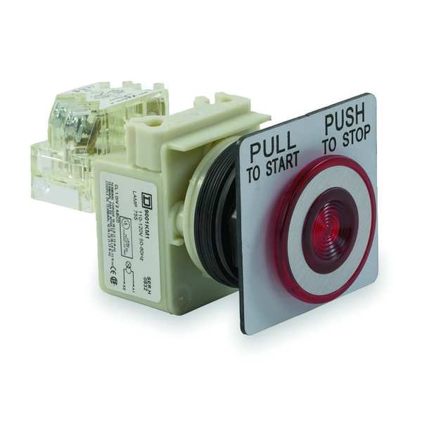 Botón pulsador iluminado Schneider Electric, 30 mm, 1NA/1NC, Rojo - 9001SKR9P1RH13