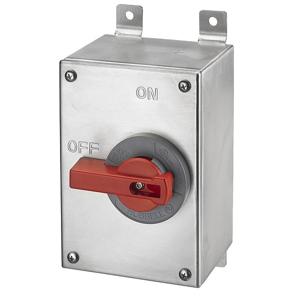 Interruptor de desconexión cerrado no fusible de Hubbell, 600V CA, NEMA 12K, 4, 4X - HBLDS6SSAC