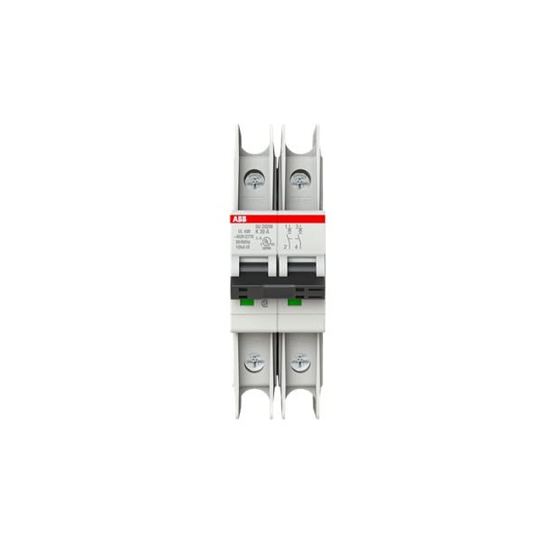 Abb Miniature Circuit Breaker, SU202 Series, 20A, 2 Pole, 400/440V AC, 10kA, K Curve - SU202M-K20