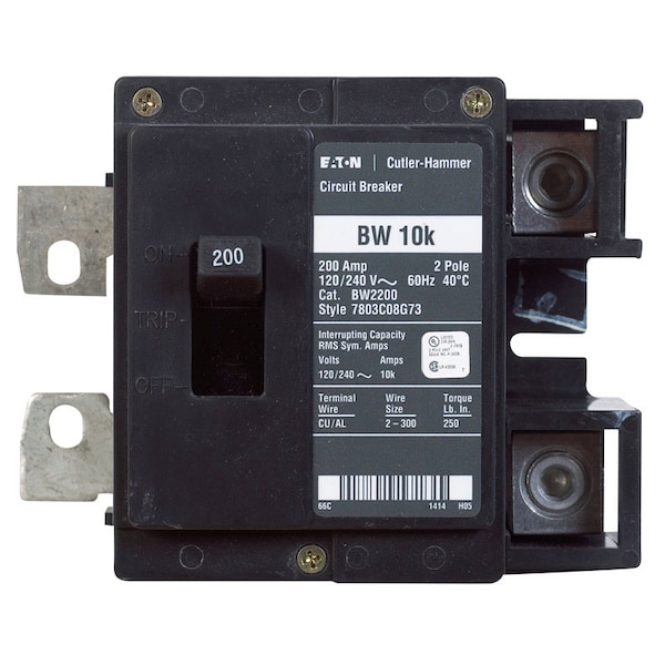Eaton Cutler-Hammer Circuit Breaker, BW Series, 200A, 2 Pole, 120/240V AC, 10kA - BW22OO