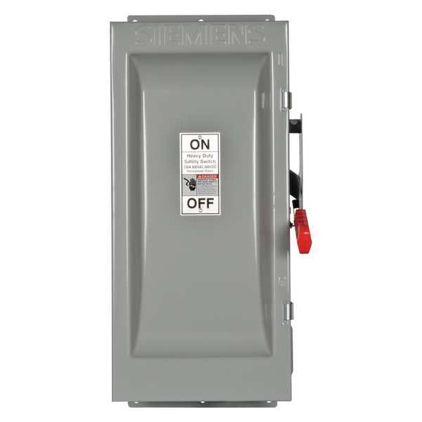 Interruptor de seguridad Siemens sin fusibles, uso rudo, 600V CA, 3PST, 100 A, NEMA 3R - HNF363J