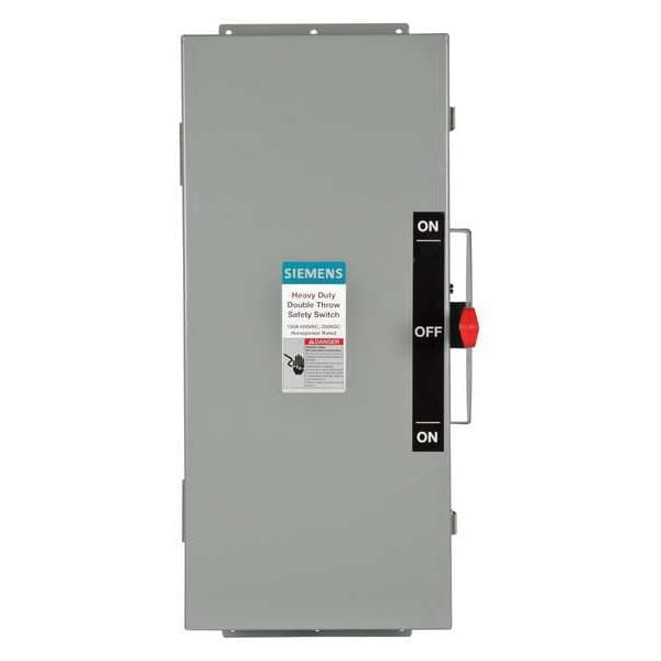 Interruptor de seguridad Siemens sin fusible, servicio pesado, 600V CA, 3 polos, 100 A, NEMA 12 - DTNF363J.