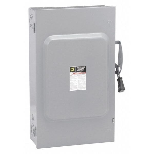 Interruptor de seguridad no fusible de Square D, servicio general, 240V CA, 3PST, 200 A, NEMA 1 - DU324