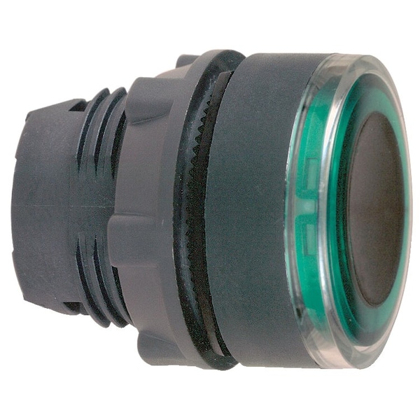 Schneider Electric Cabeza para botón de presión iluminado, Harmony XB5, verde empotrado, 22mm, LED universal, retorno por resorte, anillo iluminado - ZB5AW933