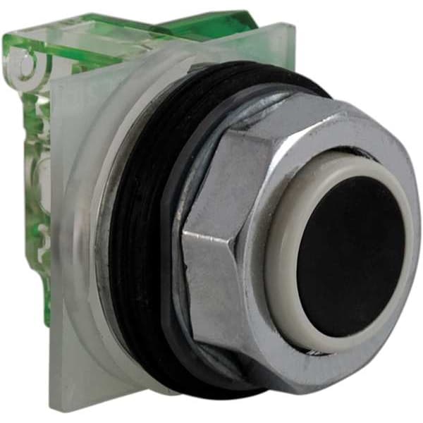 Botón pulsador no iluminado Schneider Electric, 30 mm, 1 contacto normalmente abierto, negro - 9001KR3BH5.