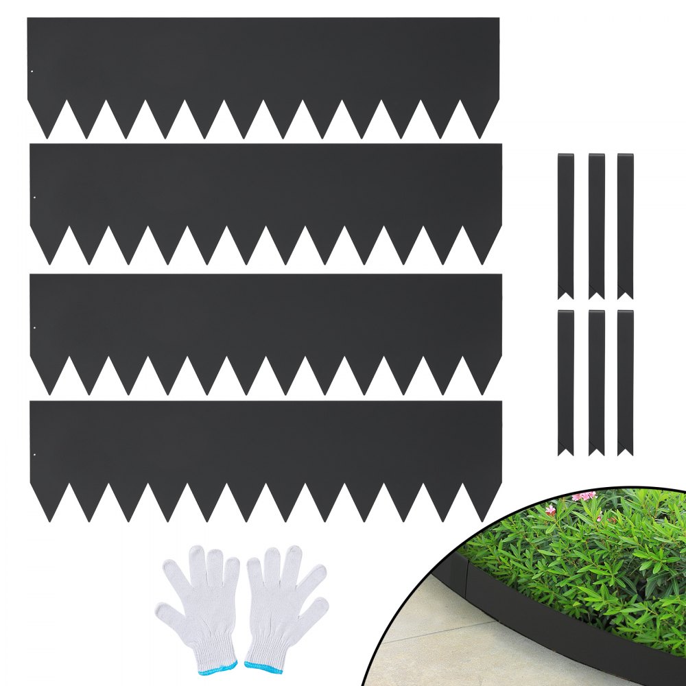 VEVOR Steel Landscape Edging, 4-pack Steel Garden Edging Borders, 40" L x 12" H Strips, Hammer-in Edging Border with 6 Clips, Bendable Metal Landscape Edging for Yard, Garden, Lawn - CPPZ12INCH13H20KAV0