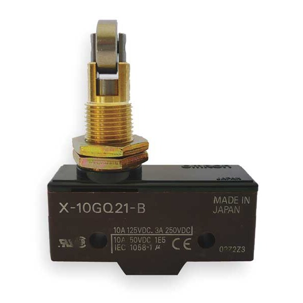 Interruptor de acción rápida industrial Omron, rodillo cruzado, montaje en panel, actuador de émbolo, SPDT - X-10GQ21-B