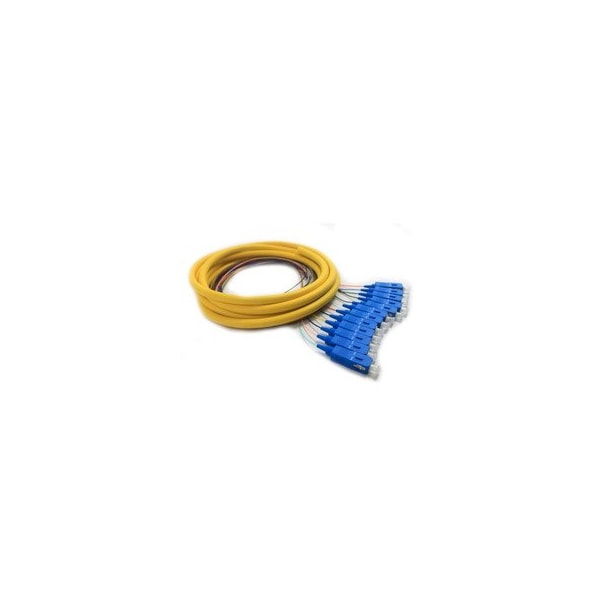 Swe-Tech 3C 12 Strand Fiber Dist Pigtail, Singlemode, SC/UPC Conn, Blue Boots, 3 meter - FWT15F2-00112