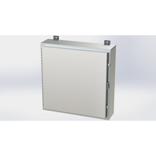 Saginaw Control & Engineering 304 Stainless Steel Electrical Enclosures, 24 in H, 6 in D, 24 in W, NEMA 4X, Hinged - SCE-24H2406SSLP