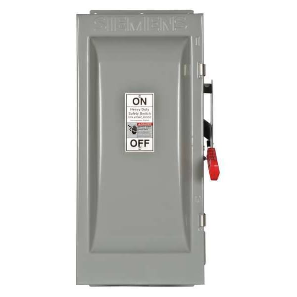 Interruptor de seguridad con fusible Siemens, servicio pesado, 600V AC, 3PST, 100 A, NEMA 3R - HF363J