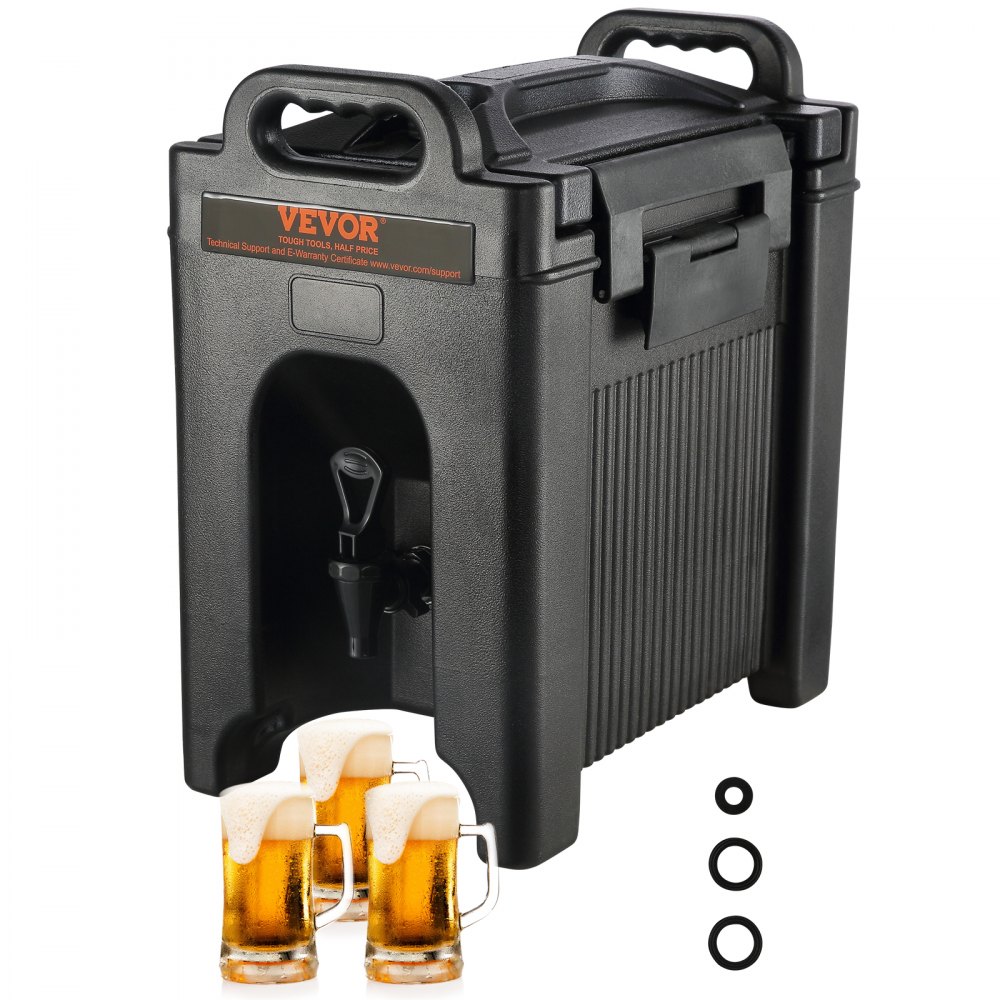 VEVOR Insulated Beverage Dispenser, 2.5 Gallon, Food-grade LDPE Hot and Cold Beverage Server, Thermal Drink Dispenser Cooler with 0.9 in PU Layer Two-Stage Faucet Handle, for Restaurant Drink Shop - YLHLQQFX25GAUQGS8V0