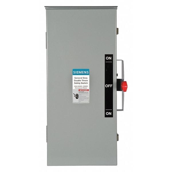 Interruptor de seguridad no fusible Siemens, servicio general, 240V CA, 3PST, 100 A, NEMA 3R - DTGNF323R